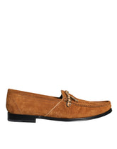 Dolce & Gabbana Brown Velvet Leather Logo Mocassin Slip On Shoes -   -  Dolce & Gabbana.